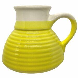 Yellow Beehive Captain Mug No Spill Non-Skid Pottery Stoneware Travel w/Box New